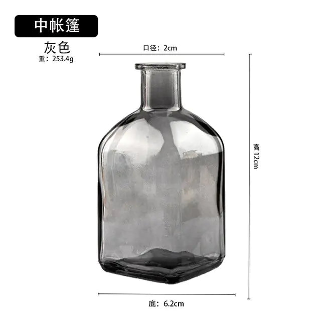 Colorful Glass Vase Transparent Simple Glass Bottle