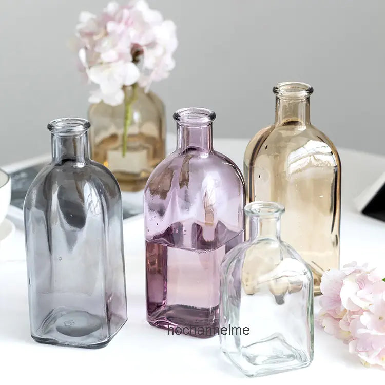 Colorful Glass Vase Transparent Simple Glass Bottle