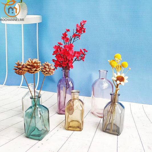 Colorful Glass Vase Transparent Simple Glass Bottle